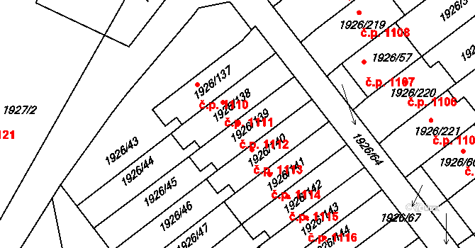 Sedlčany 1112 na parcele st. 1926/139 v KÚ Sedlčany, Katastrální mapa