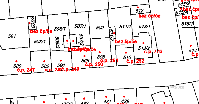 České Budějovice 2 251, České Budějovice na parcele st. 508 v KÚ České Budějovice 2, Katastrální mapa