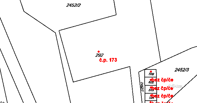 Chotěvice 173 na parcele st. 292 v KÚ Chotěvice, Katastrální mapa