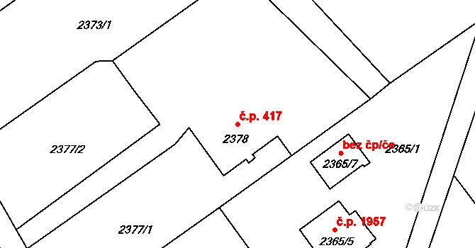 Hranice 417, Karviná na parcele st. 2378 v KÚ Karviná-město, Katastrální mapa