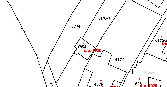 Fryštát 1930, Karviná na parcele st. 4107/2 v KÚ Karviná-město, Katastrální mapa