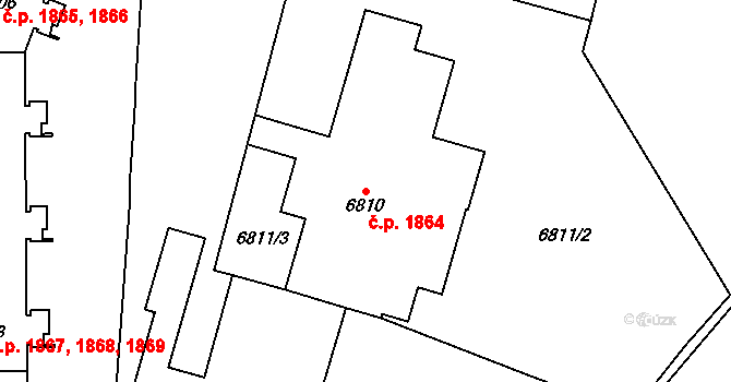 Vsetín 1864 na parcele st. 6810 v KÚ Vsetín, Katastrální mapa