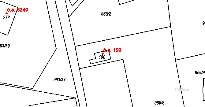 Kozojedy 2465191 na parcele st. 190 v KÚ Kozojedy u Kostelce nad Černými Lesy, Katastrální mapa