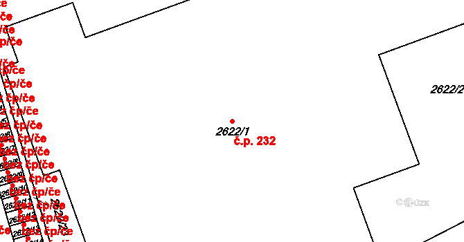 Valašské Meziříčí 232 na parcele st. 2622/1 v KÚ Valašské Meziříčí-město, Katastrální mapa