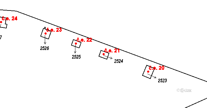 Úšovice 21, Mariánské Lázně na parcele st. 2524 v KÚ Úšovice, Katastrální mapa