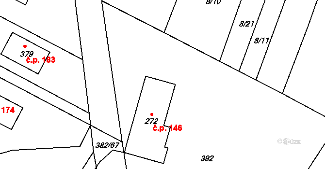 Písková Lhota 146 na parcele st. 272 v KÚ Písková Lhota, Katastrální mapa