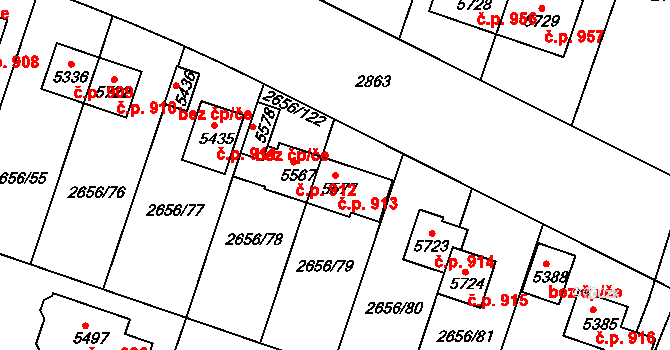 Střední Předměstí 913, Trutnov na parcele st. 5577 v KÚ Trutnov, Katastrální mapa