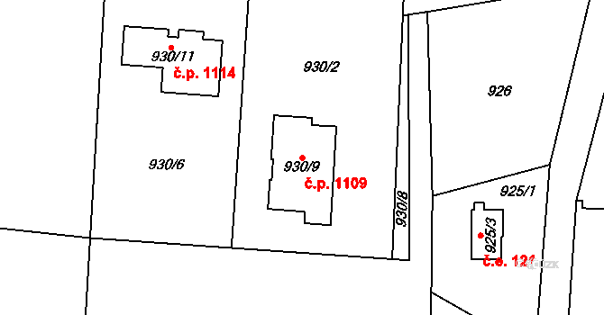 Bludovice 1109, Havířov na parcele st. 930/9 v KÚ Bludovice, Katastrální mapa