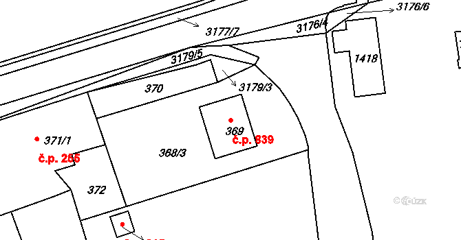 Planá nad Lužnicí 839 na parcele st. 369 v KÚ Planá nad Lužnicí, Katastrální mapa