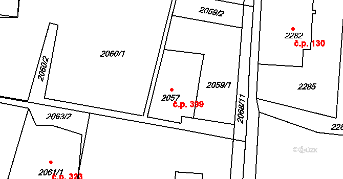 Poruba 399, Orlová na parcele st. 2057 v KÚ Poruba u Orlové, Katastrální mapa
