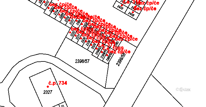 Nový Bor 1069 na parcele st. 2398/54 v KÚ Nový Bor, Katastrální mapa