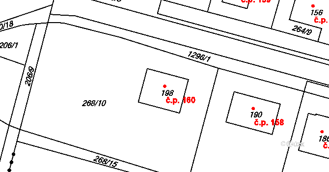 Plenkovice 160 na parcele st. 198 v KÚ Plenkovice, Katastrální mapa