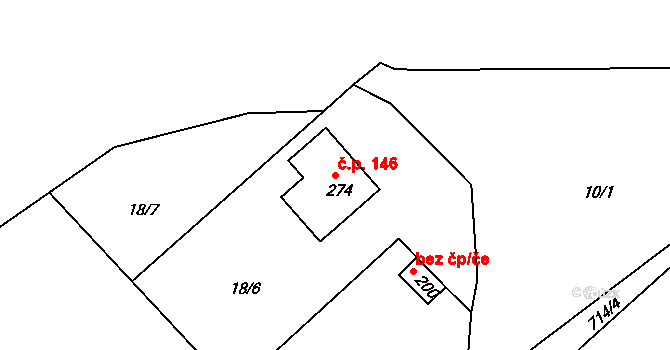 Lipovka 146, Rychnov nad Kněžnou na parcele st. 274 v KÚ Lipovka u Rychnova nad Kněžnou, Katastrální mapa