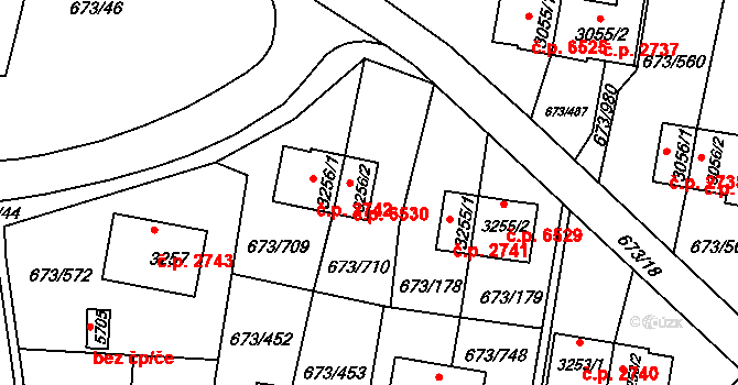 Zlín 6530 na parcele st. 3256/2 v KÚ Zlín, Katastrální mapa