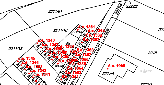 Předměstí 1362, Litoměřice na parcele st. 2211/42 v KÚ Litoměřice, Katastrální mapa