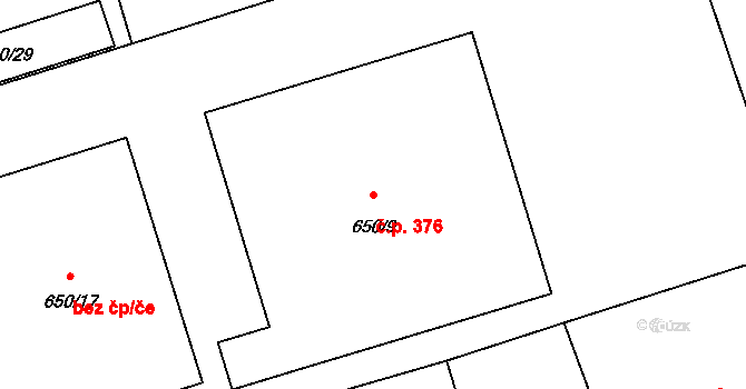 Komárov 376, Opava na parcele st. 650/9 v KÚ Komárov u Opavy, Katastrální mapa