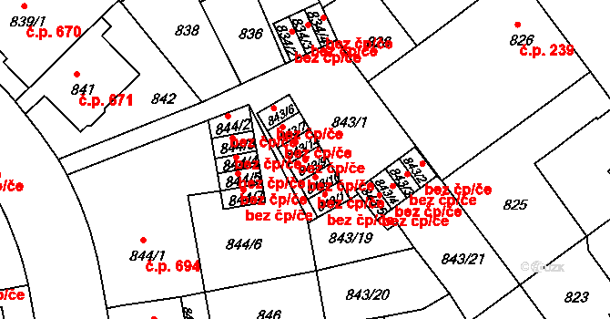 Ústí nad Labem 38853191 na parcele st. 843/9 v KÚ Klíše, Katastrální mapa