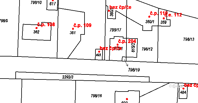 Týnec nad Sázavou 39362191 na parcele st. 495 v KÚ Pecerady, Katastrální mapa