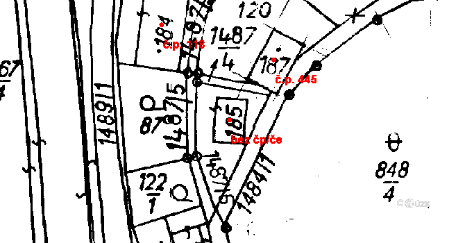 Jeřmanice 40811191 na parcele st. 185 v KÚ Jeřmanice, Katastrální mapa