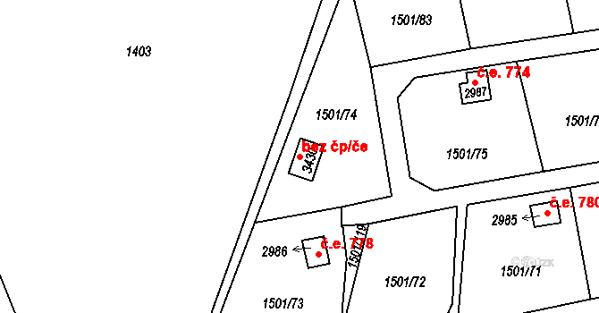Hlinsko 773 na parcele st. 3430 v KÚ Hlinsko v Čechách, Katastrální mapa