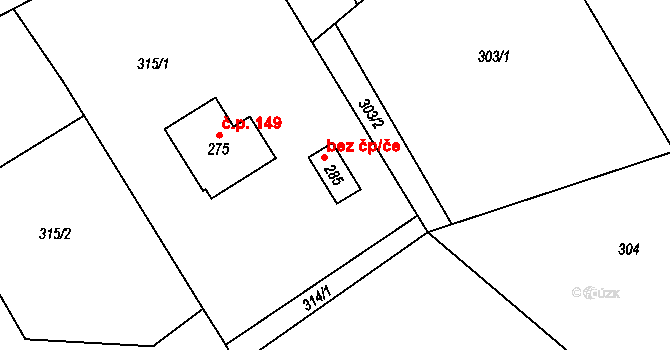 Třinec 41305191 na parcele st. 285 v KÚ Karpentná, Katastrální mapa