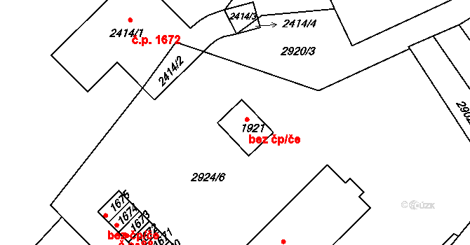 Veselí nad Moravou 41496191 na parcele st. 1921 v KÚ Veselí-Předměstí, Katastrální mapa