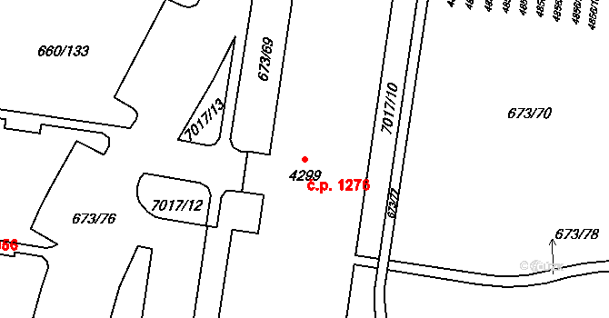 Zlín 1276 na parcele st. 4299 v KÚ Zlín, Katastrální mapa