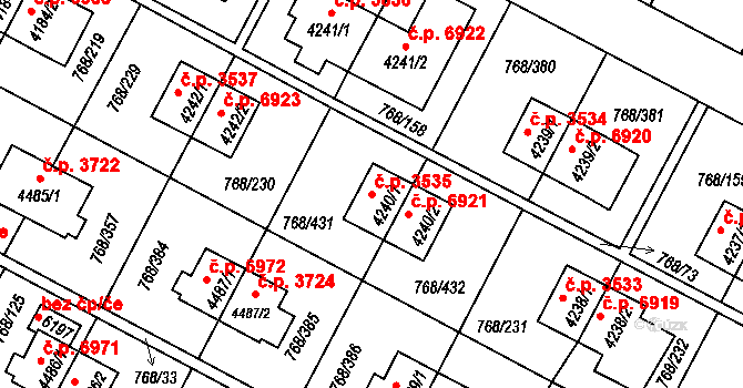 Zlín 3535 na parcele st. 4240/1 v KÚ Zlín, Katastrální mapa