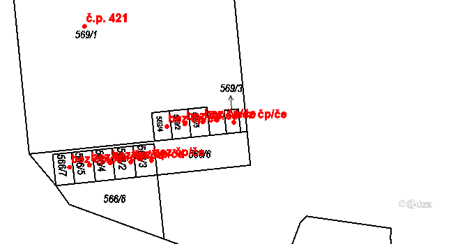 Svatava 43322191 na parcele st. 569/3 v KÚ Svatava, Katastrální mapa
