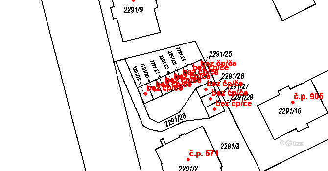 Opava 43799191 na parcele st. 2291/21 v KÚ Opava-Předměstí, Katastrální mapa
