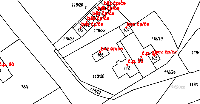 Ohníč 45147191 na parcele st. 166 v KÚ Ohníč, Katastrální mapa