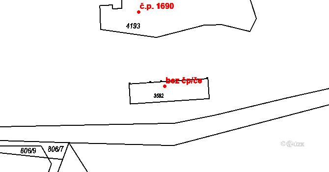 Rožnov pod Radhoštěm 45645191 na parcele st. 3682 v KÚ Rožnov pod Radhoštěm, Katastrální mapa