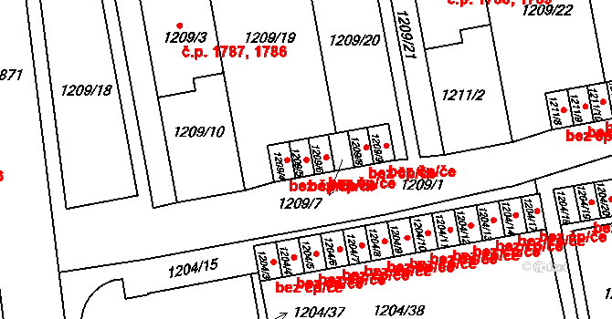 Praha 46698191 na parcele st. 1209/5 v KÚ Horní Počernice, Katastrální mapa