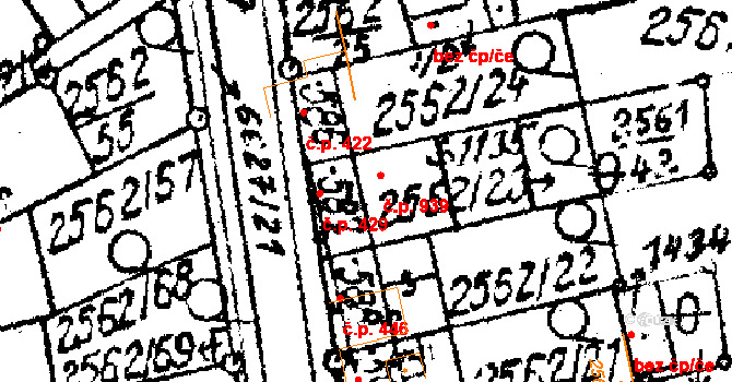 Strání 939 na parcele st. 1135 v KÚ Strání, Katastrální mapa