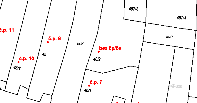 Slavonice 47514191 na parcele st. 40/2 v KÚ Mutišov, Katastrální mapa