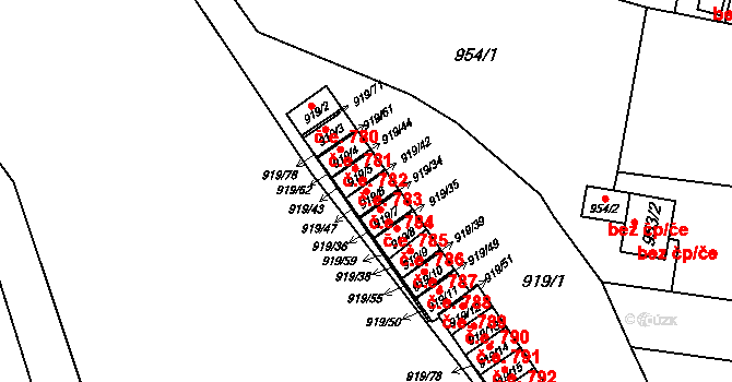 Pudlov 784, Bohumín na parcele st. 919/6 v KÚ Pudlov, Katastrální mapa