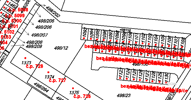 Znojmo 48185191 na parcele st. 1122 v KÚ Přímětice, Katastrální mapa