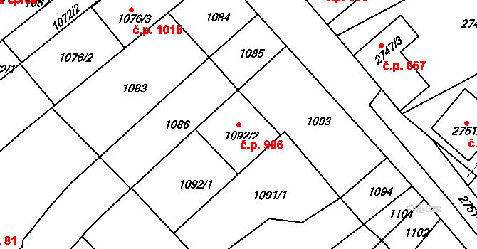 Nivnice 986 na parcele st. 1092/2 v KÚ Nivnice, Katastrální mapa