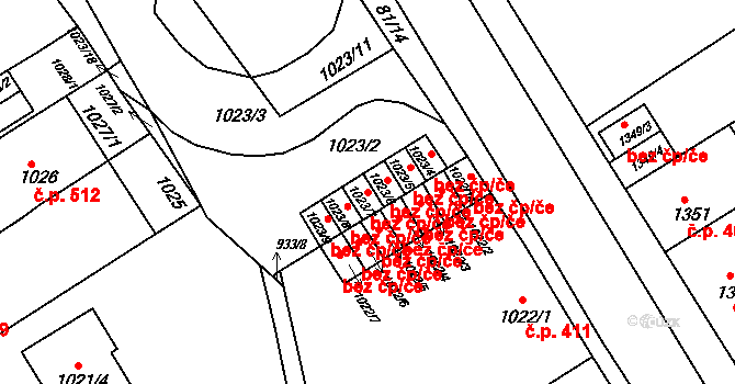 Brno 48877191 na parcele st. 1023/7 v KÚ Obřany, Katastrální mapa