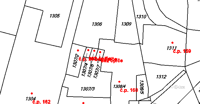 Mohelnice 49282191 na parcele st. 1307/7 v KÚ Mohelnice, Katastrální mapa
