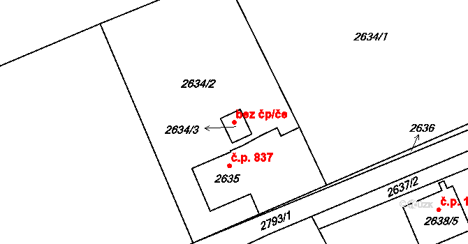 Ostrava 49716191 na parcele st. 2634/3 v KÚ Radvanice, Katastrální mapa