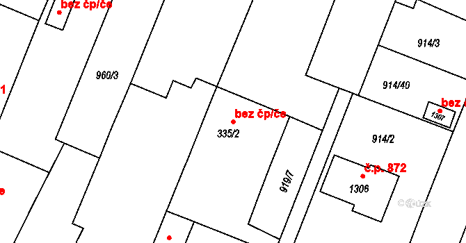 Opava 49736191 na parcele st. 335/2 v KÚ Kateřinky u Opavy, Katastrální mapa