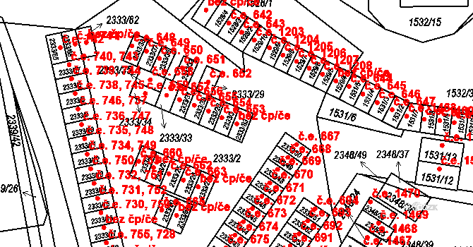 Pelhřimov 49852191 na parcele st. 2333/83 v KÚ Pelhřimov, Katastrální mapa