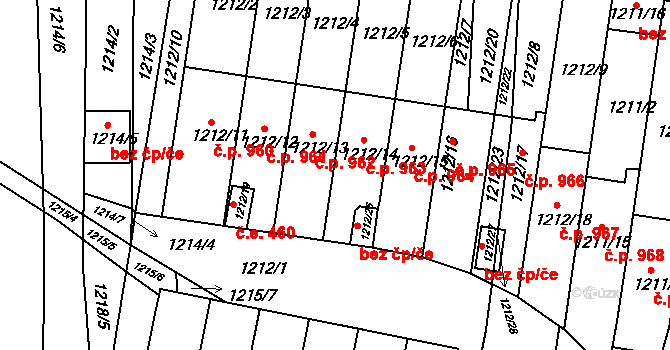 Bučovice 963 na parcele st. 1212/14 v KÚ Bučovice, Katastrální mapa