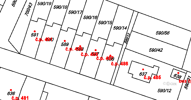 Ronov nad Doubravou 487 na parcele st. 587 v KÚ Ronov nad Doubravou, Katastrální mapa