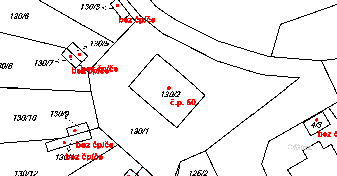 Dolní Pochlovice 50, Kynšperk nad Ohří na parcele st. 130/2 v KÚ Liboc u Kynšperka nad Ohří, Katastrální mapa