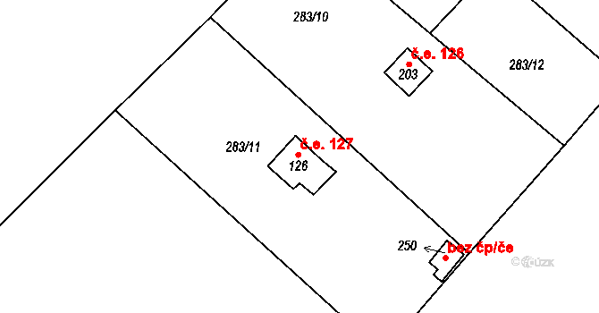 Škrovád 127, Slatiňany na parcele st. 126 v KÚ Škrovád, Katastrální mapa