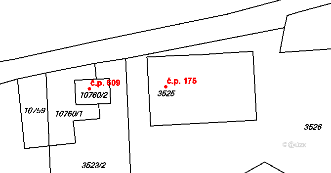 Choceňské Předměstí 175, Vysoké Mýto na parcele st. 3525 v KÚ Vysoké Mýto, Katastrální mapa