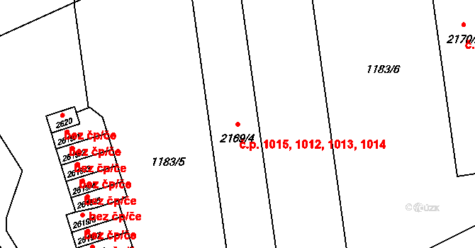 Beroun-Město 1012,1013,1014,1015, Beroun na parcele st. 2169/4 v KÚ Beroun, Katastrální mapa