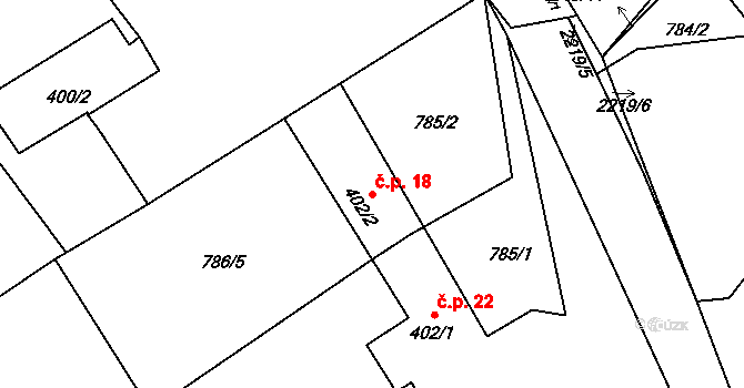 Beroun-Závodí 18, Beroun na parcele st. 402/2 v KÚ Beroun, Katastrální mapa